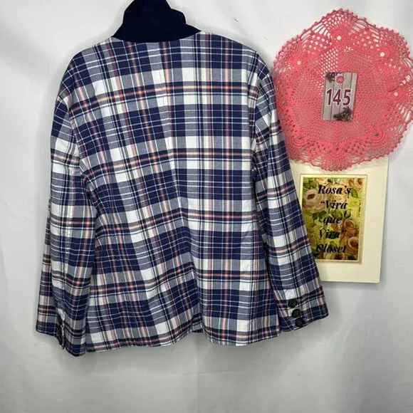 NWT Hollister Bettys Blue 2 Button Stretch Plaid Jacket Medium - Picture 4 of 8